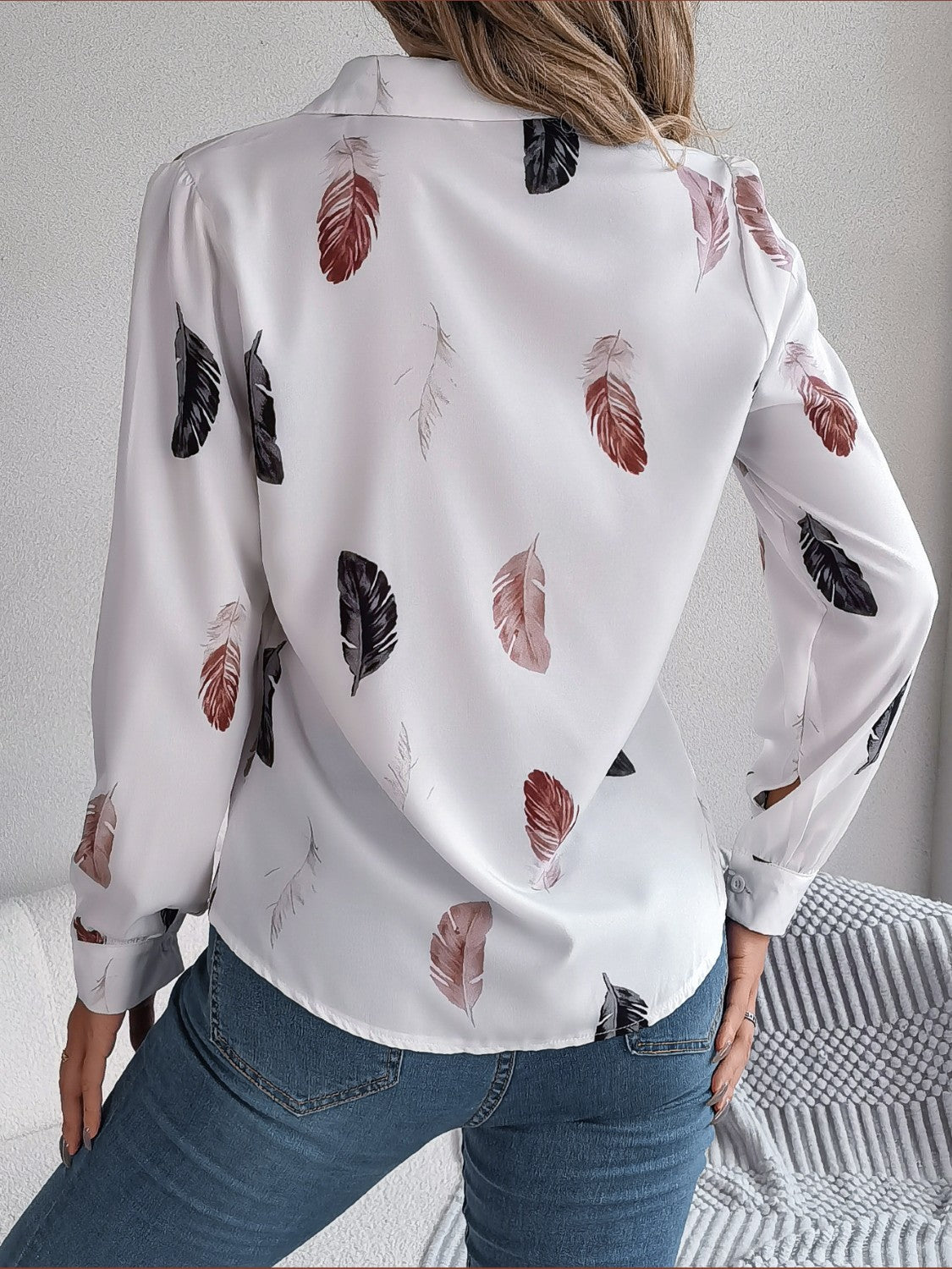 Button Up Printed Collared Neck Shirt - Fashion BTQ -  - Fashion BTQ