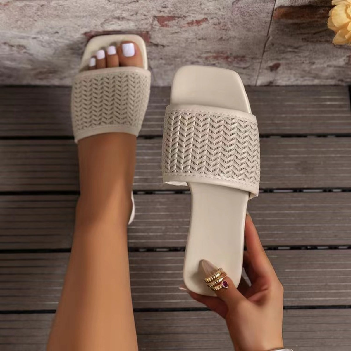 Rattan Woven Flat Sandals - Fashion BTQ