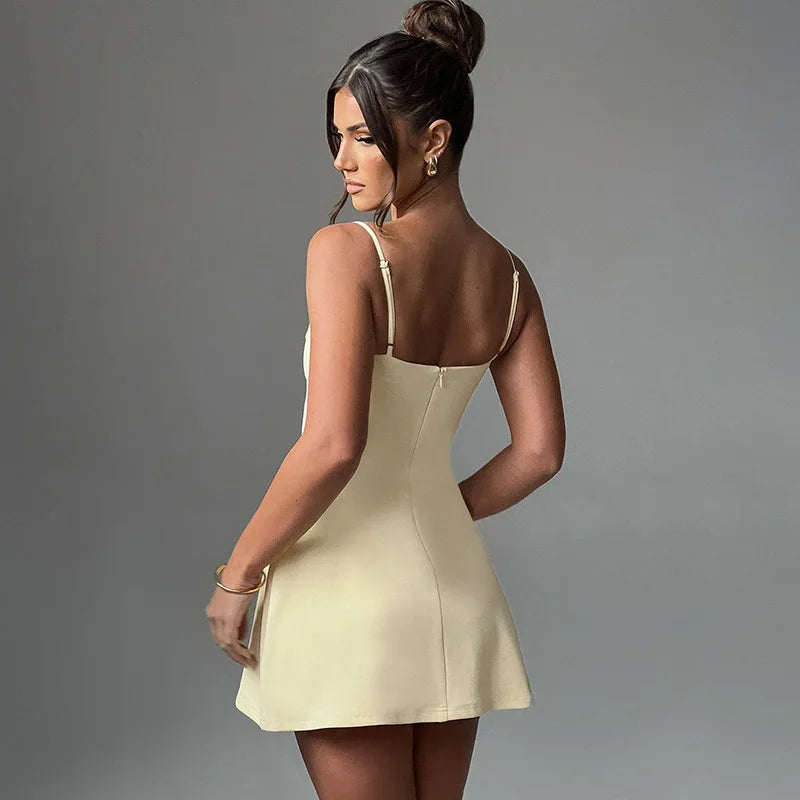 Spaghetti Strap Backless Mini Dress - Off-Shoulder A-line Club Party - Fashion BTQ -  - Fashion BTQ
