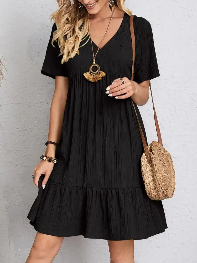 Short Sleeve Summer Mini Dress - Fashion BTQ -  - Fashion BTQ