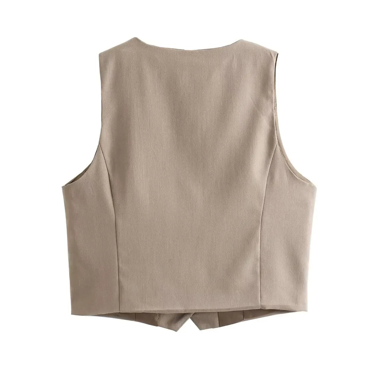 Khaki 2 Piece V Neck Vest & Pants - Fashion BTQ