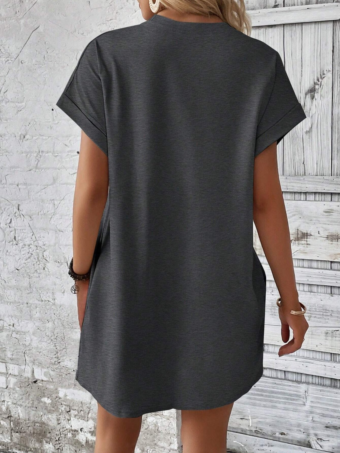 Round Neck Short Sleeve Mini Dress - Fashion BTQ